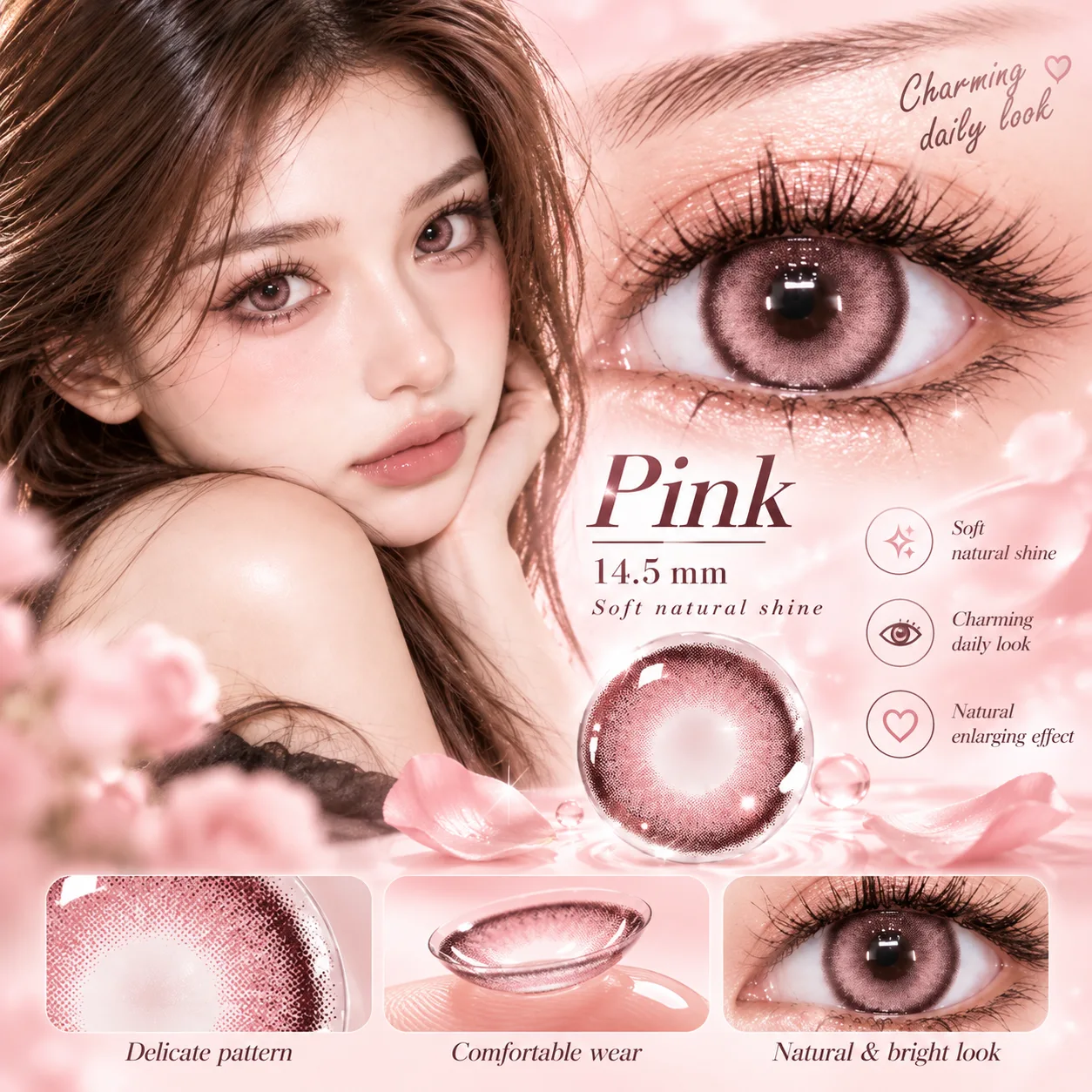 NOVA EYE Flipped Pink Daily Colored Contact Lenses Pink Daily colored contact lenses