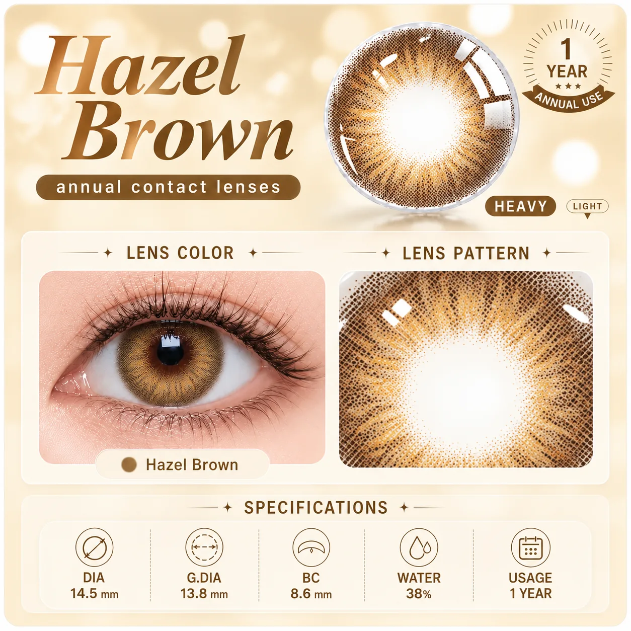 Lensora Studio Lovely Hazel Half-Yearly Colored Contact Lenses Pink Half-Yearly colored contact lenses