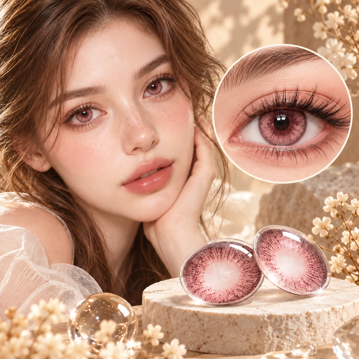 Lensora Studio Island Pink Monthly Colored Contact Lenses Blue Monthly colored contact lenses