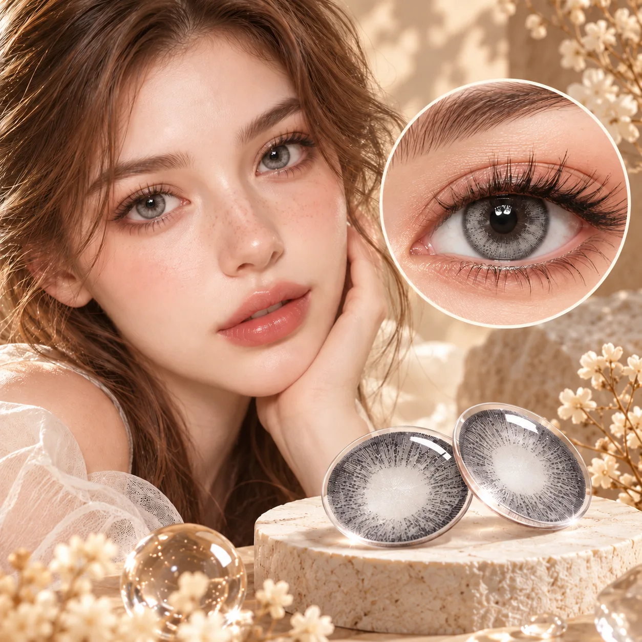 NOVA EYE Flipped Gray Black Monthly colored contact lenses