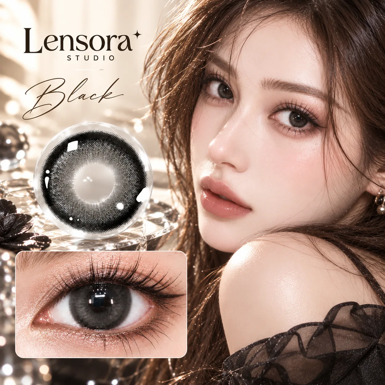Aurea Halo Black Black Half-Yearly colored contact lenses