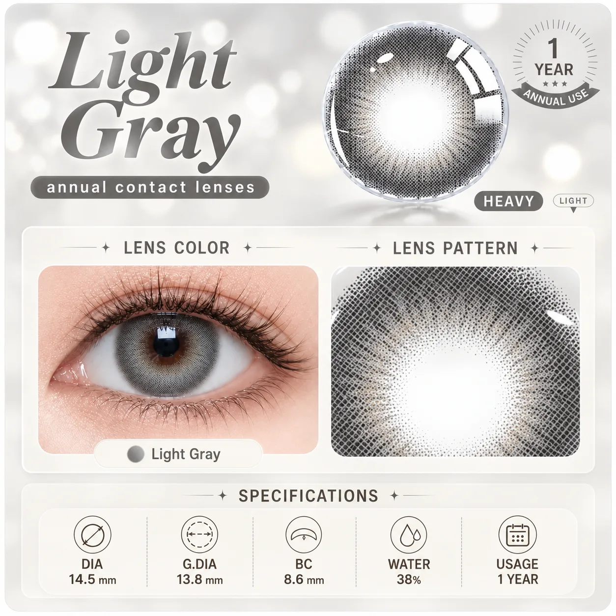 Aurea Halo Grey Grey Daily colored contact lenses