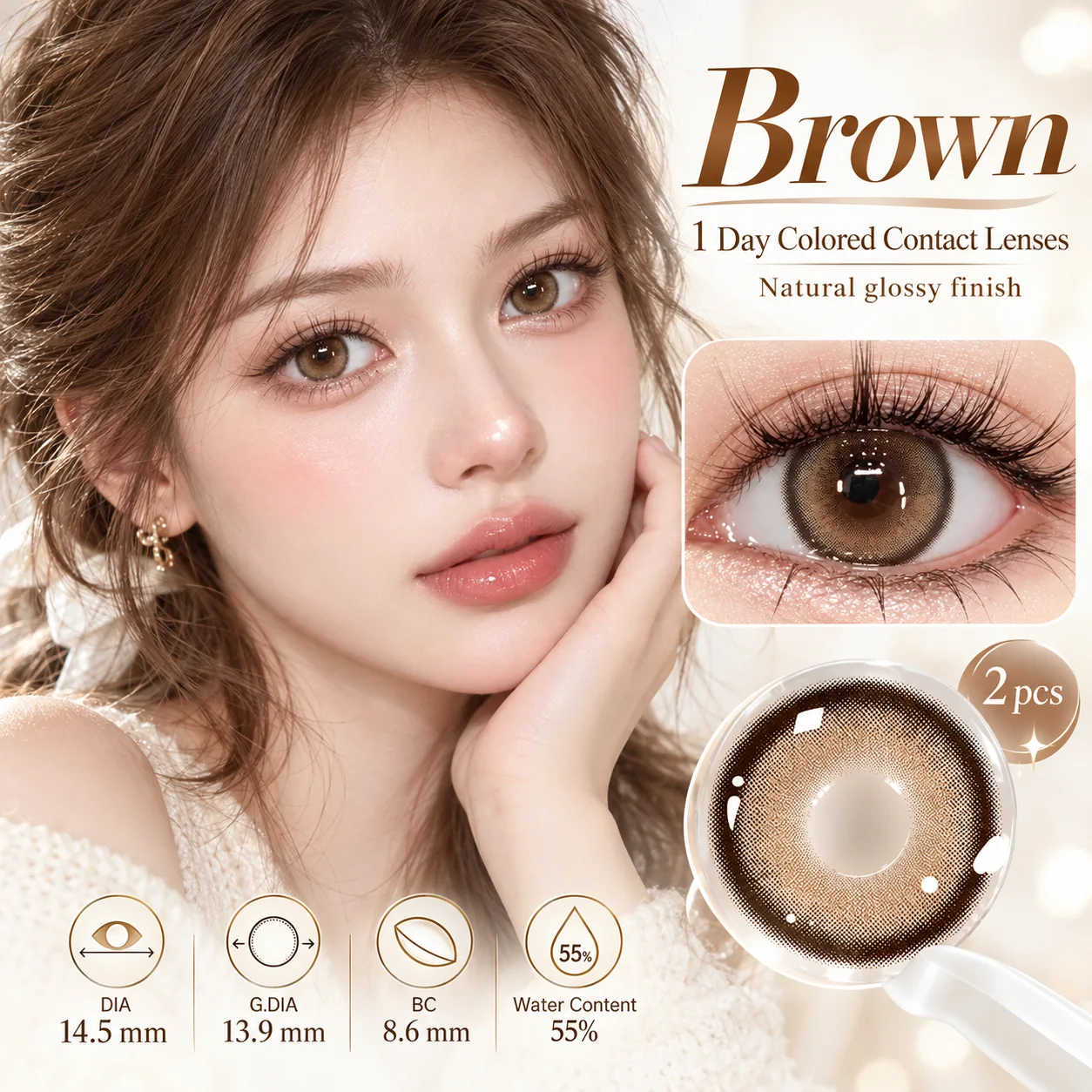 NOVA EYE Flipped Brown Daily Colored Contact Lenses Brown Daily colored contact lenses 2