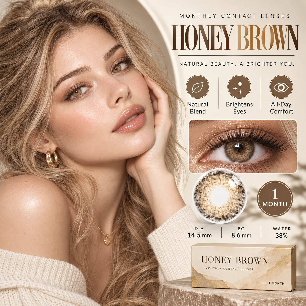 Lensora Studio Lovely Brown Monthly Colored Contact Lenses Brown Monthly colored contact lenses