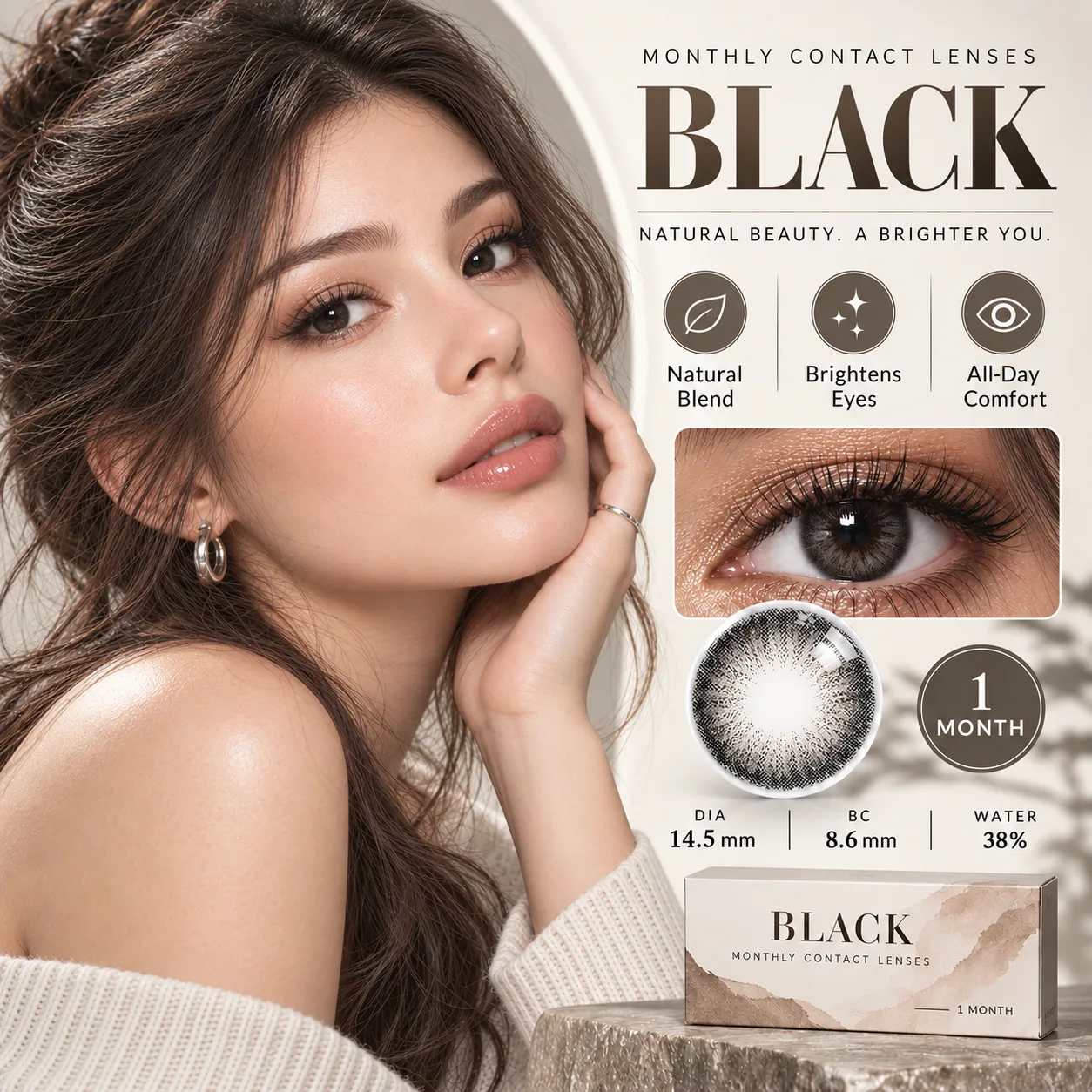 Lensora Studio Island Black Monthly Colored Contact Lenses Purple Monthly colored contact lenses