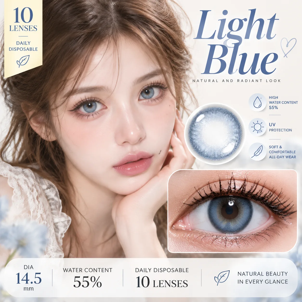 Aurea Dollydream Blue Daily Colored Contact Lenses Blue Daily colored contact lenses