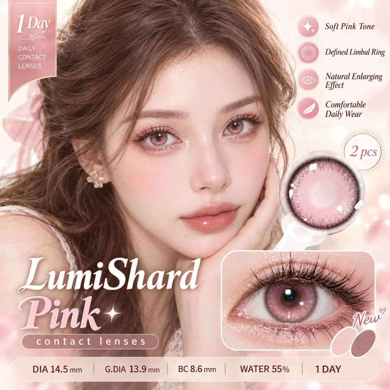 Aurea Halo Pink Daily Colored Contact Lenses Pink Daily colored contact lenses 2