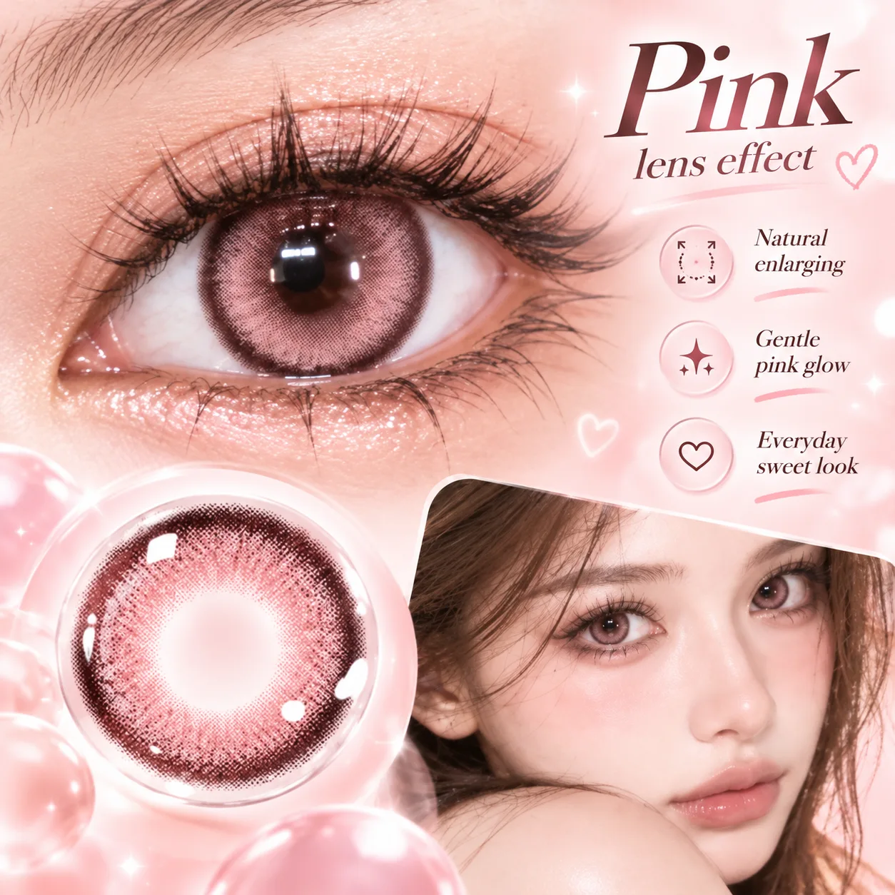 NOVA EYE Flipped Pink Daily Colored Contact Lenses Pink Daily colored contact lenses 3
