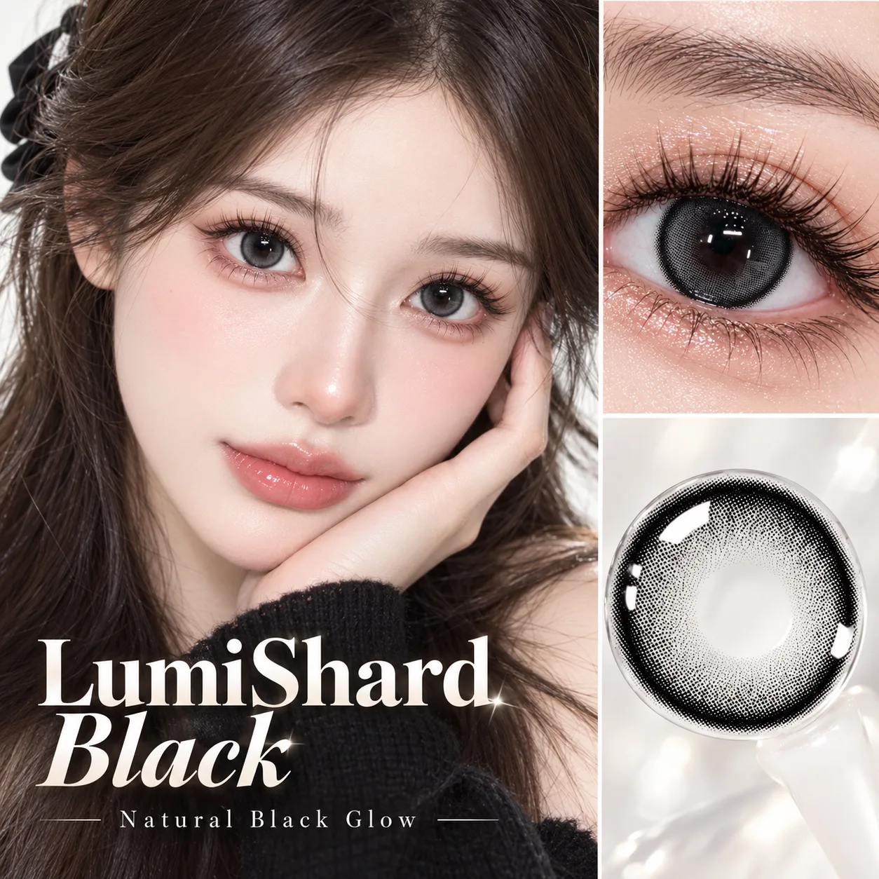 Lensora Studio Lovely Black Daily Colored Contact Lenses Black Daily colored contact lenses 4
