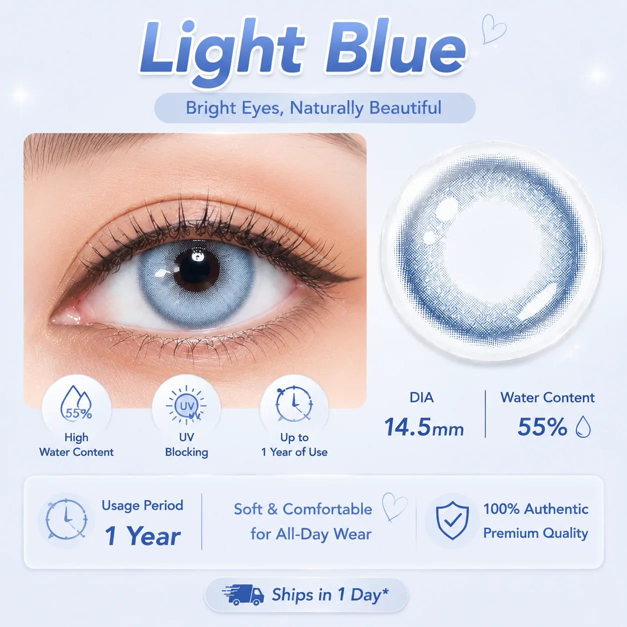 Aurea Dollydream Blue Daily Colored Contact Lenses Blue Daily colored contact lenses 2