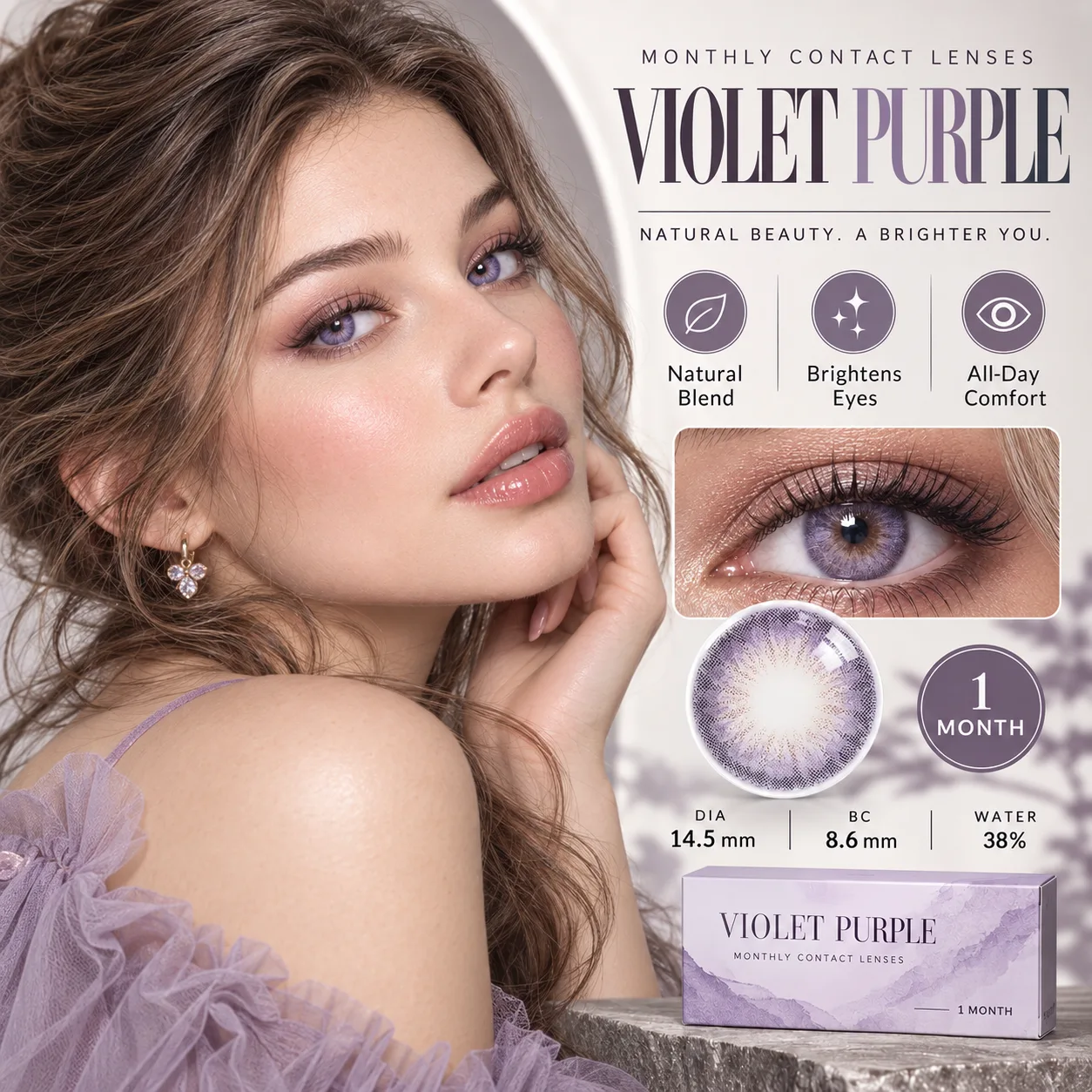 Aurea Halo Purple Monthly Colored Contact Lenses Black Monthly colored contact lenses