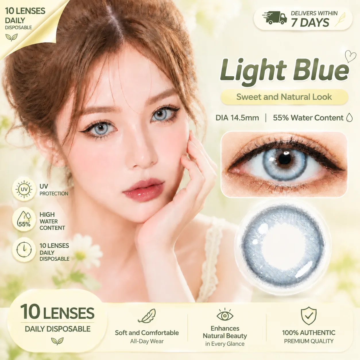 Aurea Dollydream Blue Blue Daily colored contact lenses