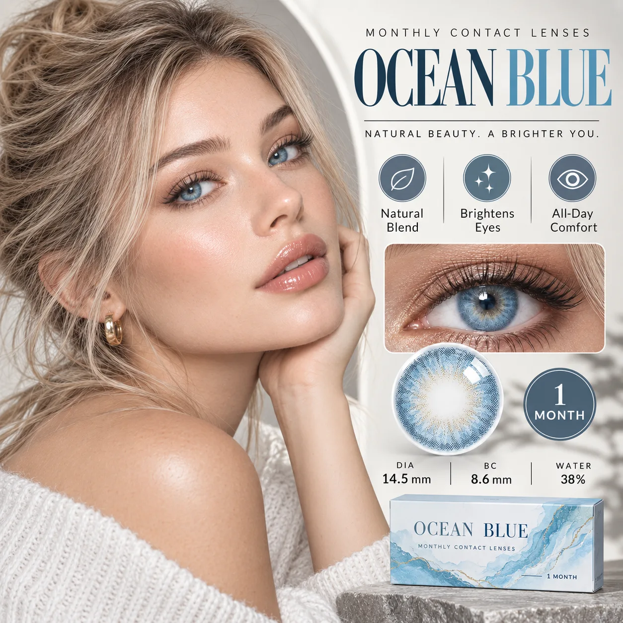 NOVA EYE After School Dark Dark Blue Monthly Colored Contact Lenses Blue Monthly colored contact lenses